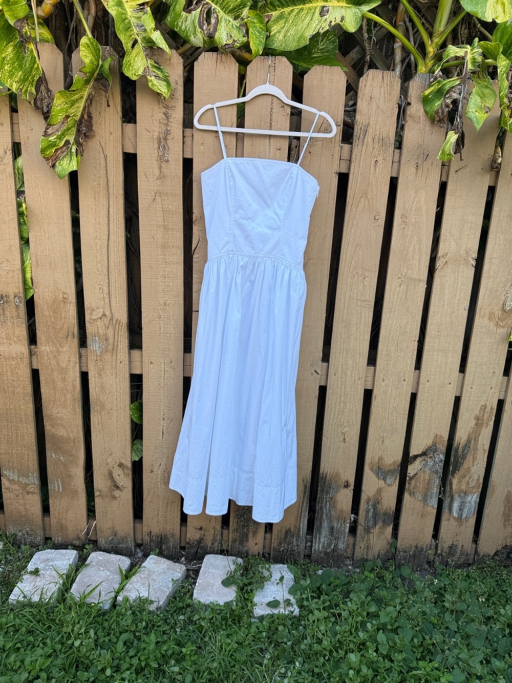 Madewell White Eyelet Midi Sundress with Spaghetti Straps